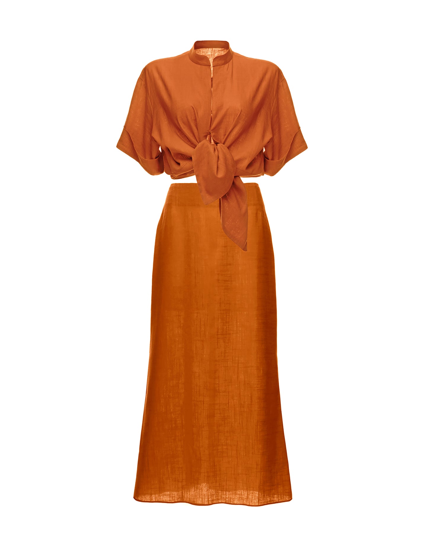 Midi Slip Skirt in Orange