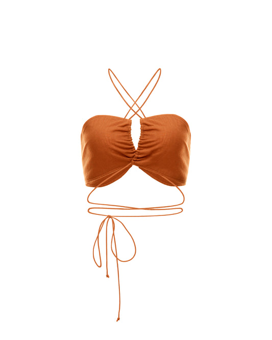 String Tie Top in Orange