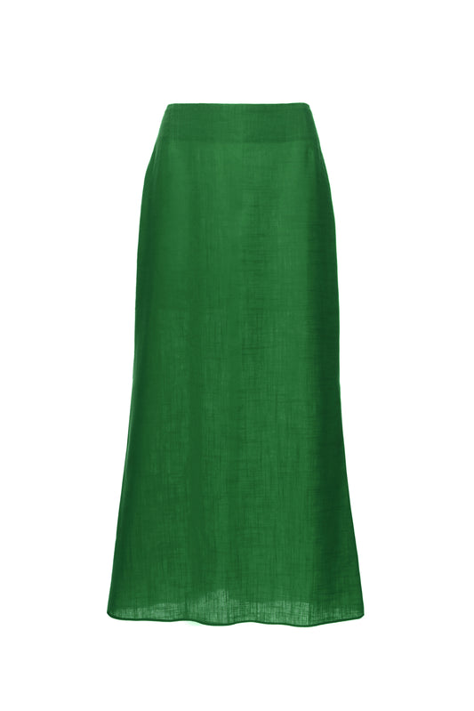 Midi Slip Skirt in Green