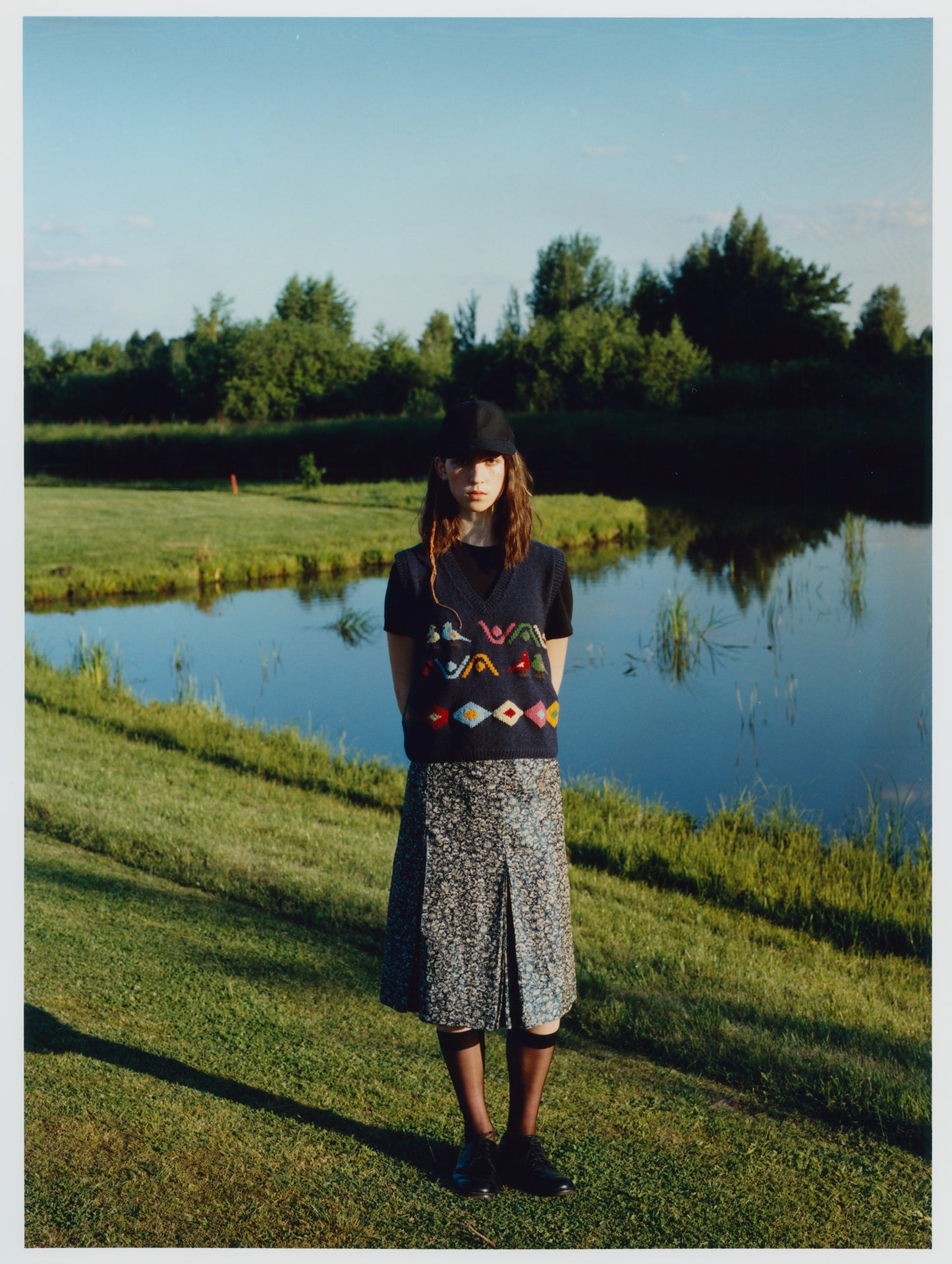 Navy Hand Embroidered Vest