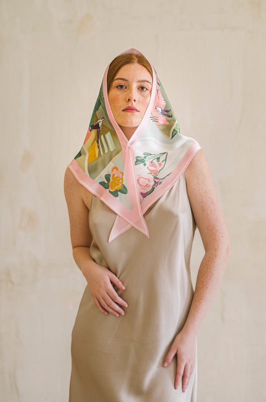 "NAVKA" Large Silk Triangular Scarf