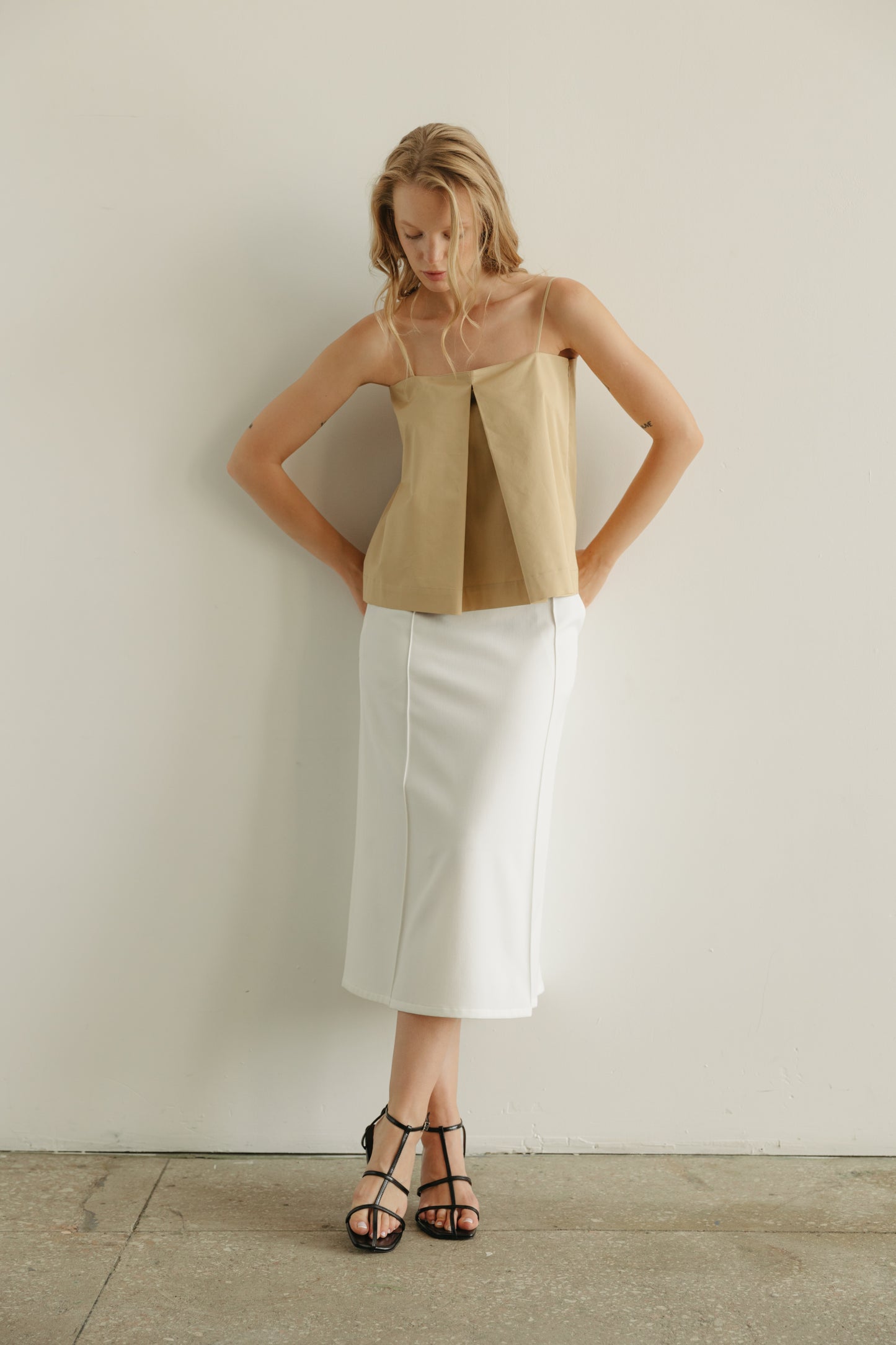 Pleat Beige Top