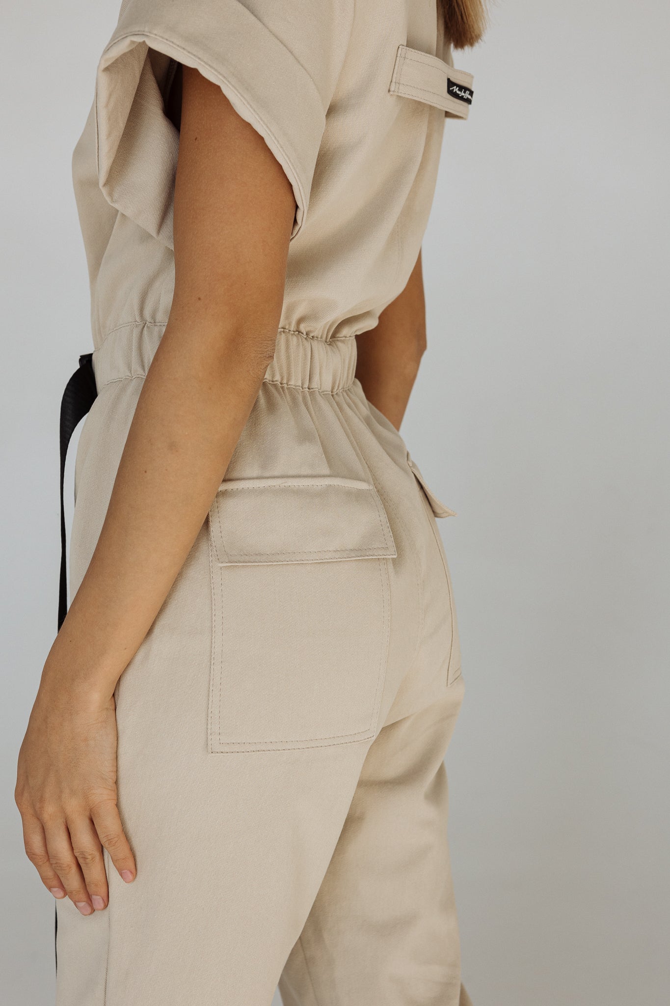 Camel Jumpsuit with Buckle